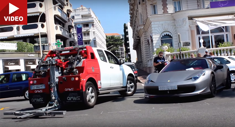  Tuned Ferrari 458 Spider With Saudi Plates Gets Towed For Illegal Parking In Cannes
