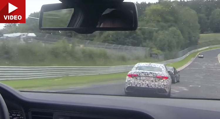  Guy In Seat Leon Cupra 280 Chases Camouflaged Alfa Giulia QV On The ‘Ring