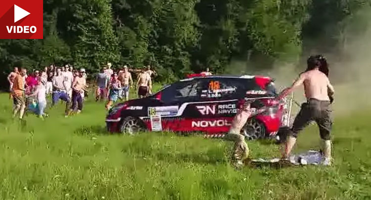  Out Of Control Rally Car Heads Straight To A Group Of People