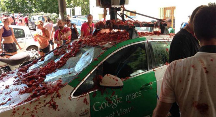  Tomato Toting Spaniards Ruin A Google Street View Car