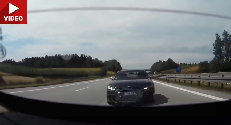  Audi TTS Driver Has Really Close Call On Autobahn