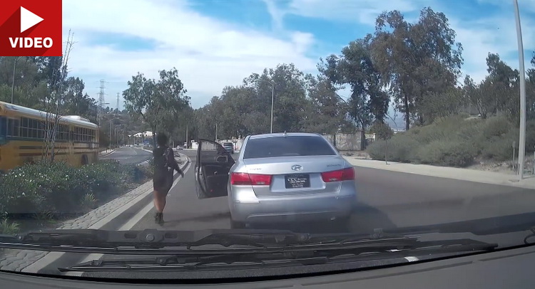  Woman Jumps Out Of Moving Car, Which Rolls And Crashes Into Traffic!