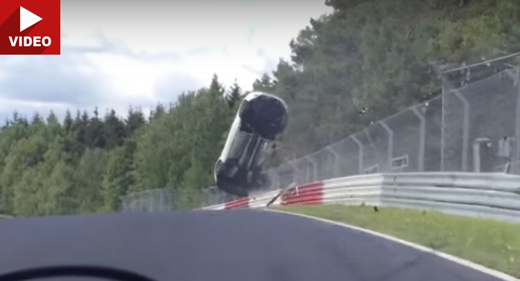  Renault Megane Crashes Into Barrier And Goes Airborne Barreling Down The ‘Ring