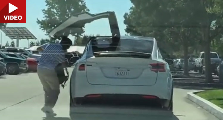  New Tesla Model X Gives Lady Goosebumps With Its Falcon Wings