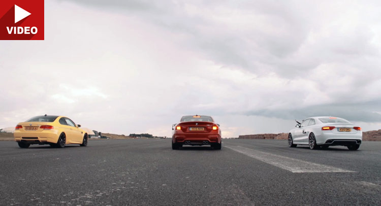  Damp Race Between Audi RS5, BMW M4 And Old M3 Coupe Has Predictable Outcome