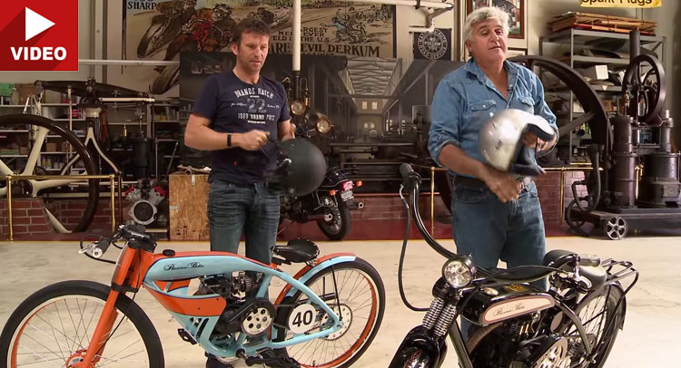 Jay Leno Tries Out Motorized Retro Bicycles