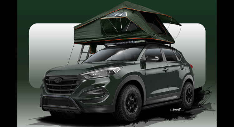  Hyundai Tucson Grows A Tent On Its Roof For SEMA