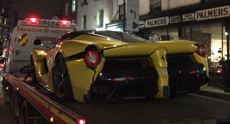  Yellow LaFerrari Crashes In London; Escapes With Minimal Damage