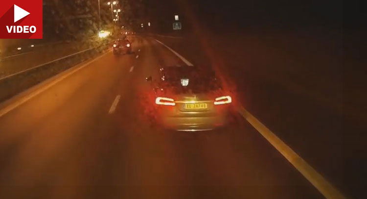 Check Out This Tesla Model S Driver…Brake Checking A Truck