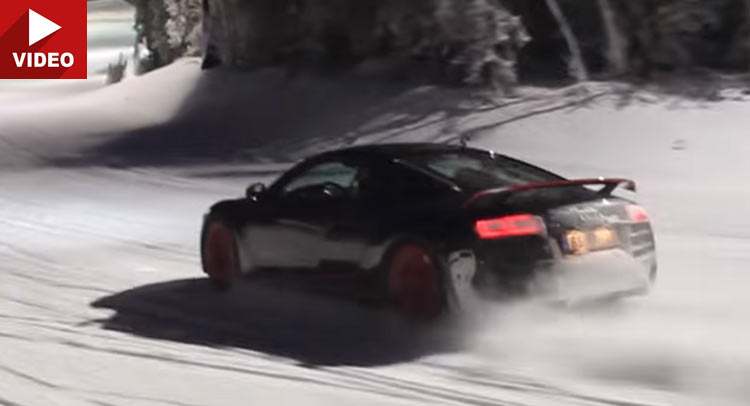  Watch An Audi R8 And A “Sibling” Make A Scene On A Ski Strip