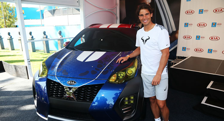  Rafael Nadal Shows Kia X-Car At Australian Open