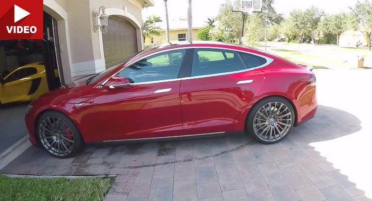  Tesla Model S Gets Summoned Out Of Its Garage