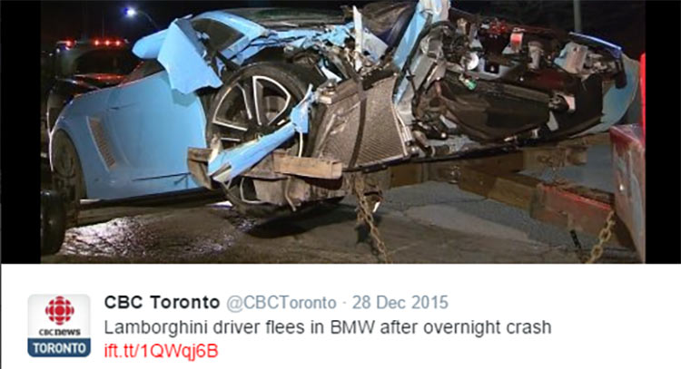  Lamborghini Gallardo Crashes In Canada, Driver Flees In BMW