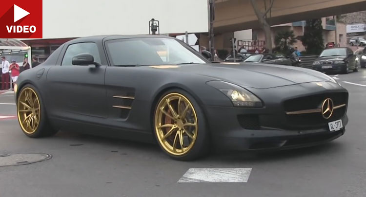  Matte Black Mercedes SLS AMG With Gold Accents Tears Through Monaco