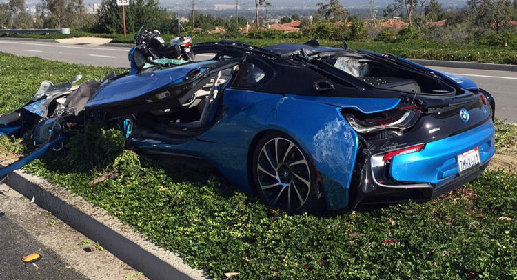  BMW i8 Rolled Over By Cement Mixer Truck In California