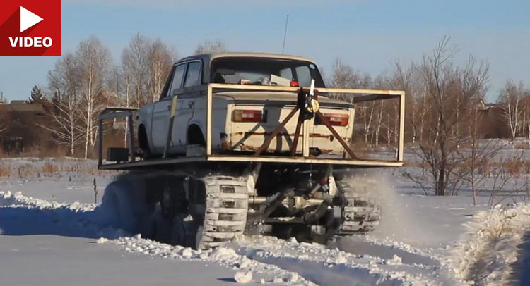 Russian Engineer Puts Old Lada On Tank Tracks