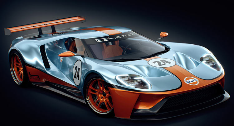  Ford GT Racer Rendered With Iconic Gulf Livery