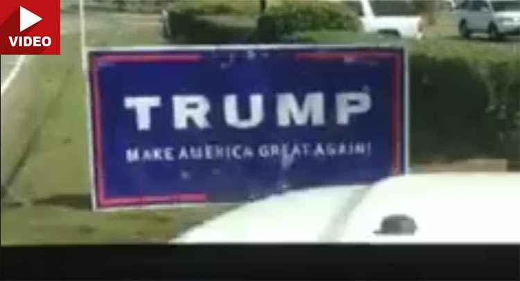 Driver Crashes Into Trump Sign, Gets Charged With A Hit & Run