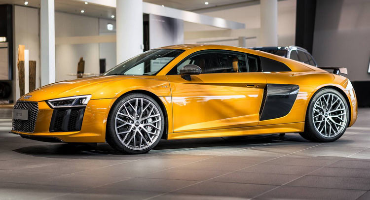 Orange Pearl Effect R8 V10 Plus Refreshes Audi Showroom