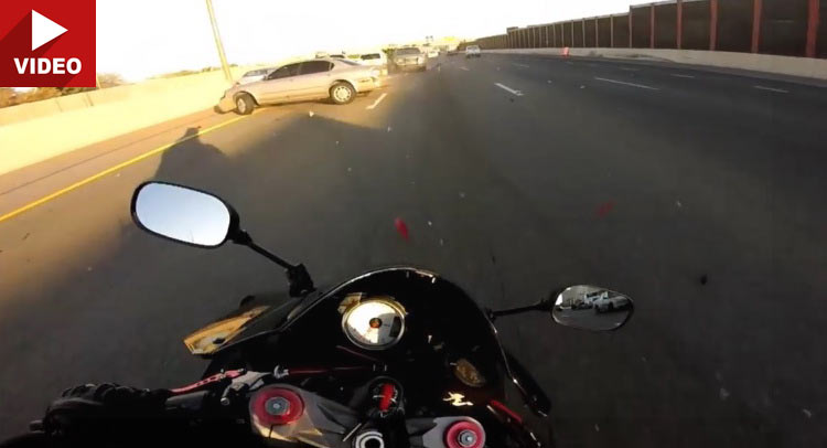 Motorcyclist Escapes Serious Motorway Pile-Up