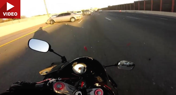  Motorcyclist Escapes Serious Motorway Pile-Up