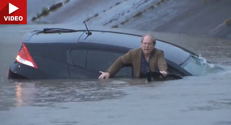 Man Loses Honda Hybrid To Flooding On Live TV In Houston