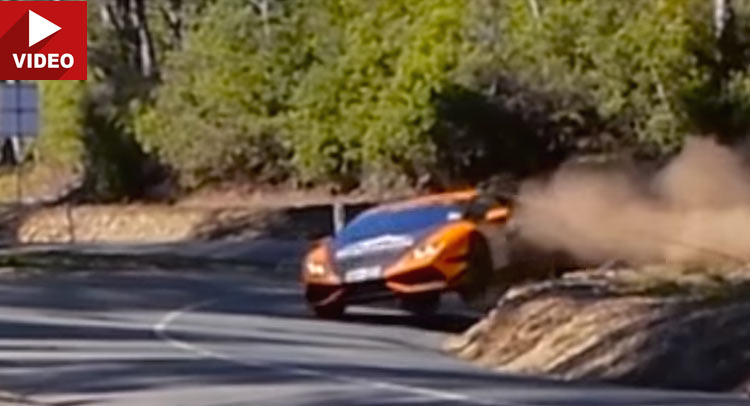  Lamborghini Huracan Understeers In Gravel Bank, Diver Says He Meant To Do That
