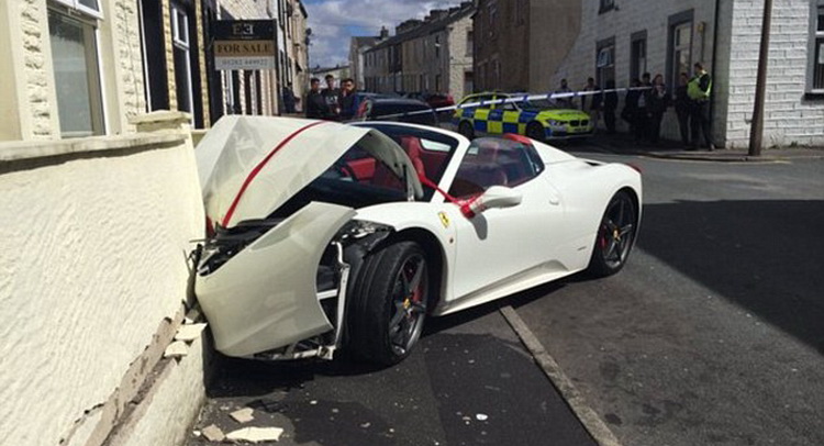 Newly Weds Crash Rented Ferrari 458 Spider Into A Wall
