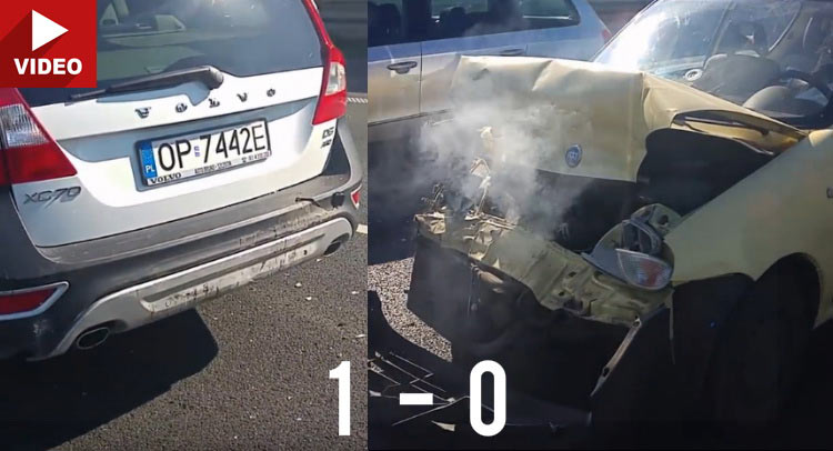 Fiat Seicento Takes A Real Beating From Volvo XC70