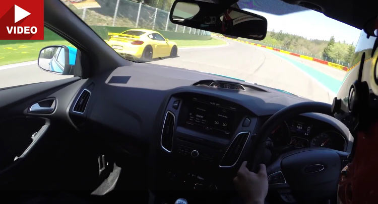  Ford Focus RS Chases Porsche Cayman GT4 Around Spa
