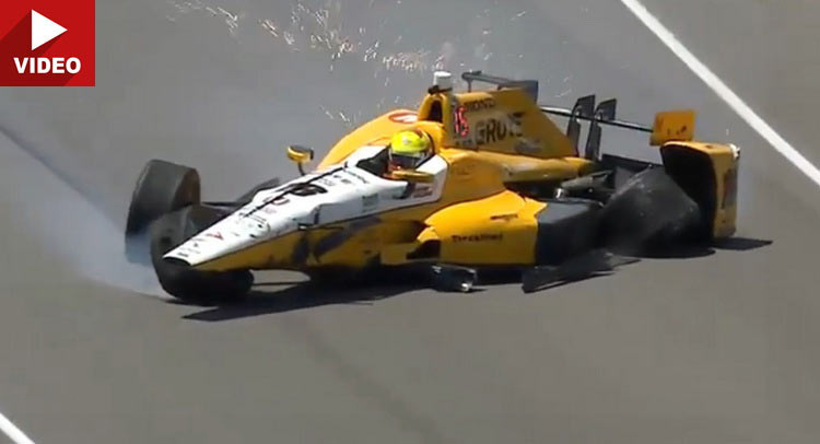  Spencer Pigot Hits The Wall At Indianapolis Motor Speedway