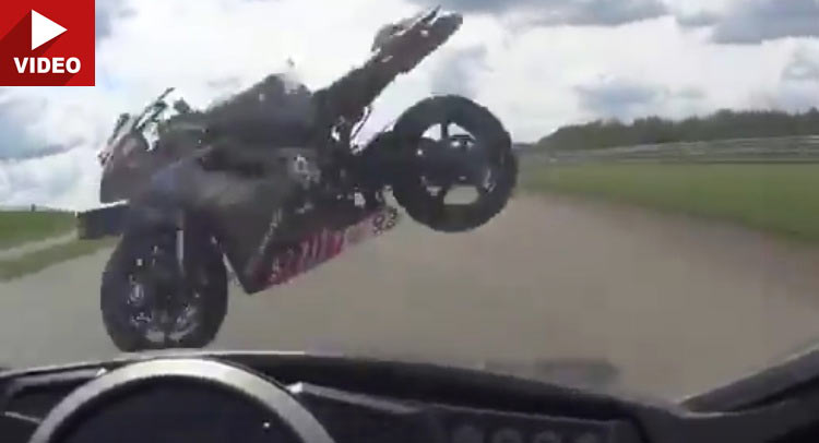 Flying Motorcycle Attacks Rider At Track Day Event