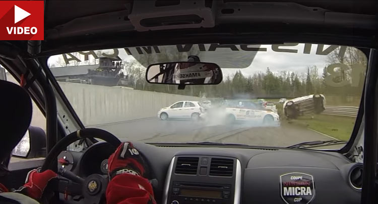 Watch A Pack Of Nissan Micras Spectacularly Crash In A Race