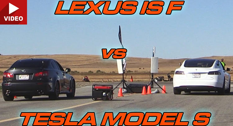 Entry-Level Tesla Model S 70D Goes Drag Racing Against Lexus IS F