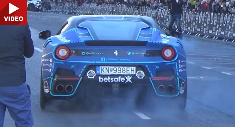  Gumballer Does A Burnout With Ferrari F12tdf