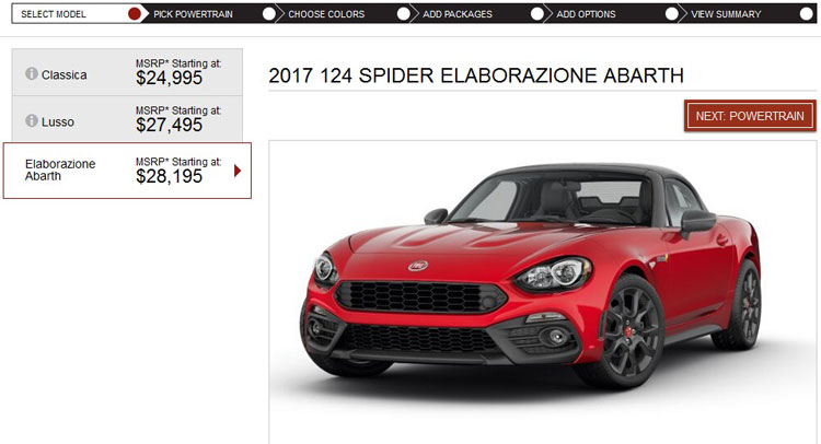  Fiat 124 Spider Online Configurator Launched