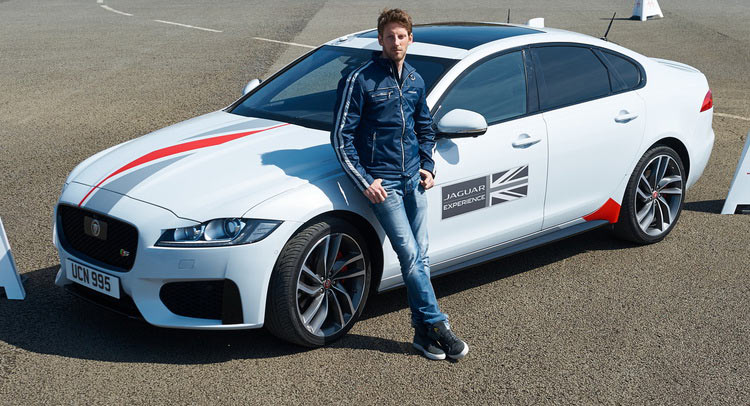  Haas F1 Driver Romain Grosjean Puts Jaguar XF Through Its Paces [w/Video]