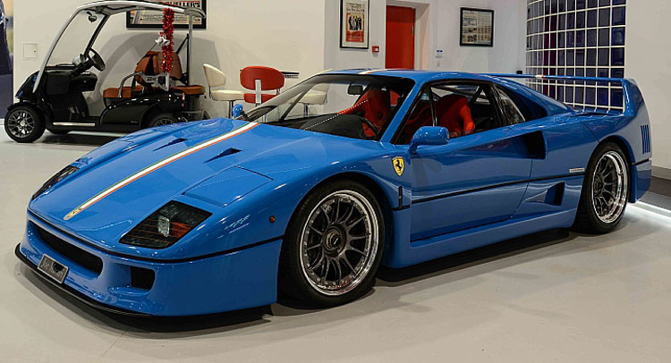  Blue Ferrari F40 With Tricolore Stripe Is A Head Turner