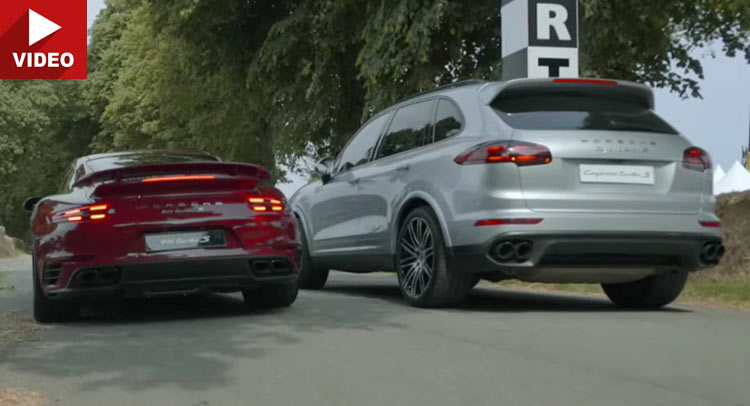  Porsche Cayenne Turbo S Races 911 Turbo S On Goodwood Hillclimb
