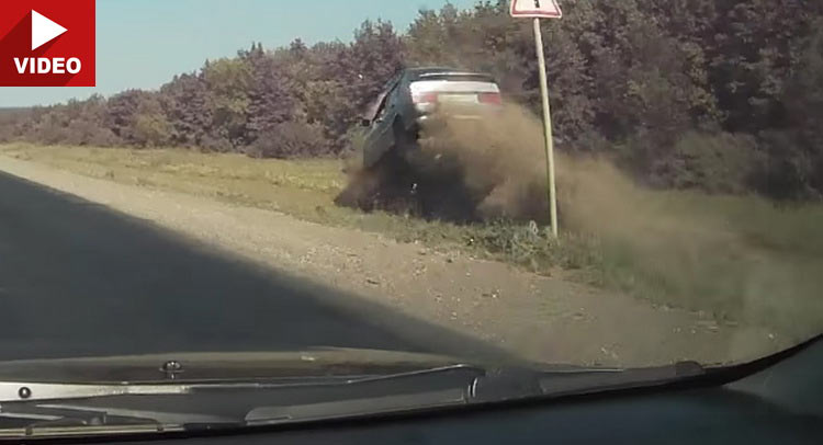 Dashcam On Point As Car Goes Airborn & Rolls Over