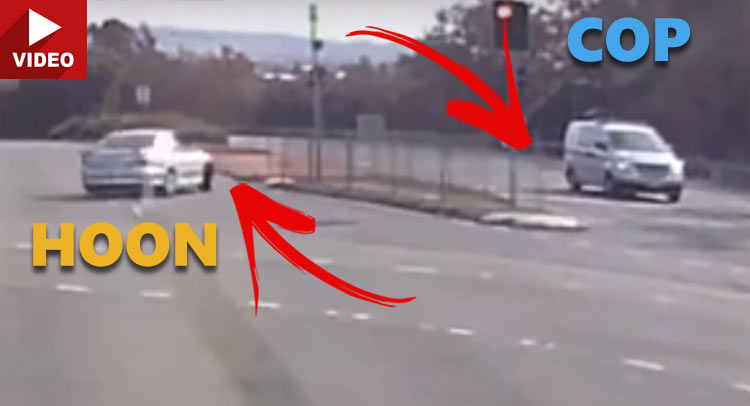 Unlicensed, Uninsured, And Unregistered Hoon Unknowingly Drifts In Front Of Cops