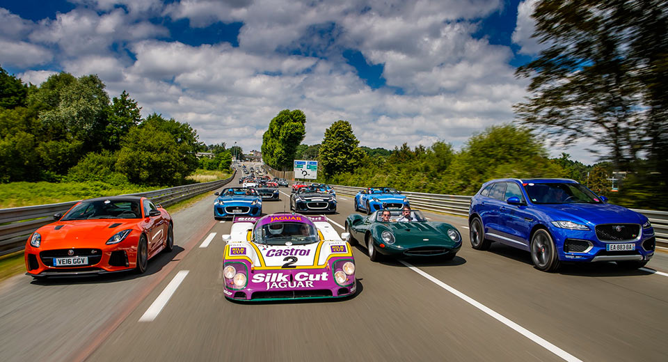  Jaguar Bombards Le Mans Circuit With 100 Models [w/Video]