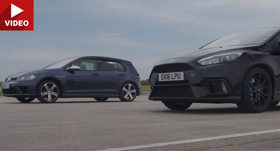  VW Golf R Fights Hard Against The Ford Focus RS In Drag Race