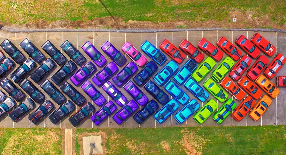  Car Club Creates The Ultimate Rainbow With 76 Dodge Challengers