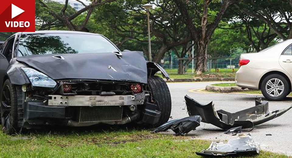 18 Year Old Crashes Nissan GT-R Into A Corolla In Singapore