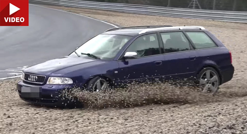  Audi S4 Avant Understeers Into Wall On A Soaked Nurburgring