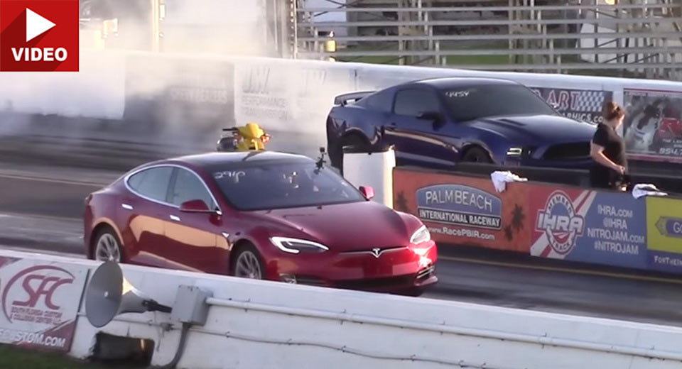  2016 Tesla Model S P90D Runs 11-Sec 1/4 Mile Against Z06, Mustang, Camaro