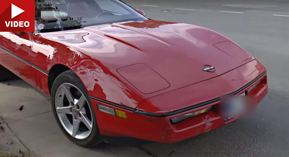  C4 Corvette Owner Crashes Into Bus Stop Leaving Car Event In Lithuania