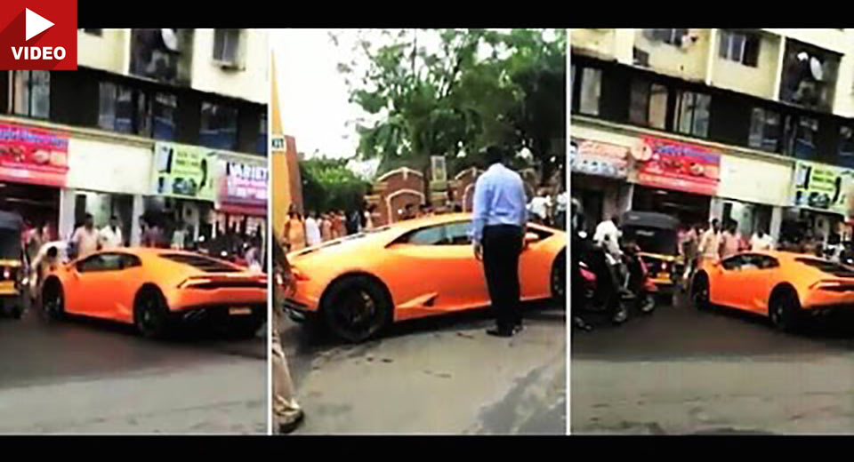  Indian Politician Gifts New Lamborghini Huracan To Wife, Minutes Later, She Crashes It Into A Rickshaw!