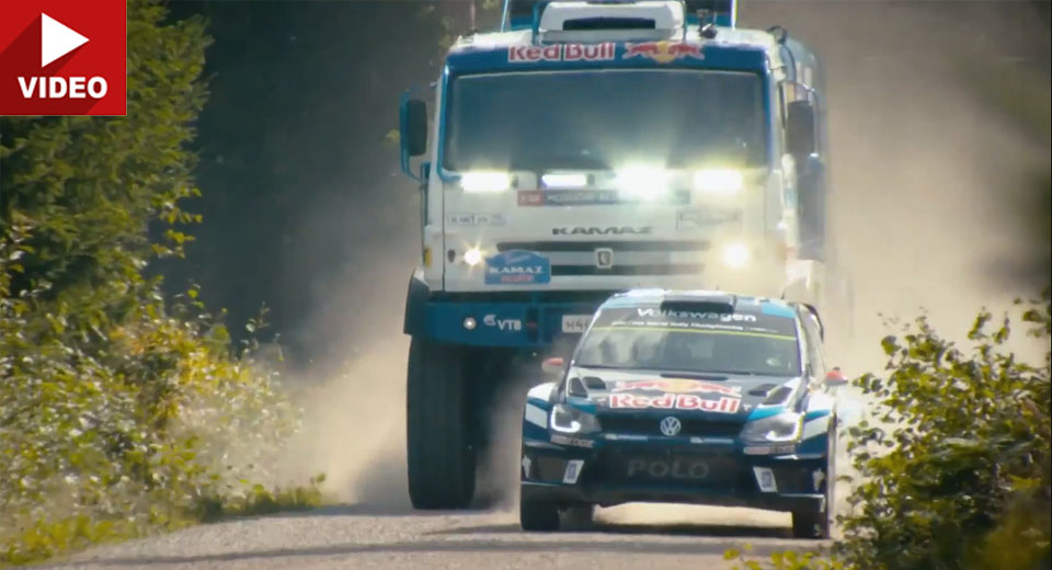  Watch As A VW Polo WRC Is Hunted By A 10-Ton Dakar Racer Truck